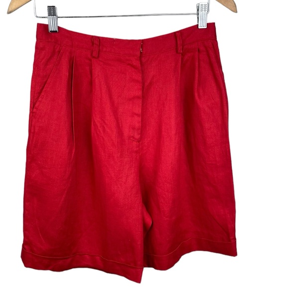 Red Linen Bermuda shorts sizes 10, summer linens Bermudas, sizes large - Picture 1 of 8